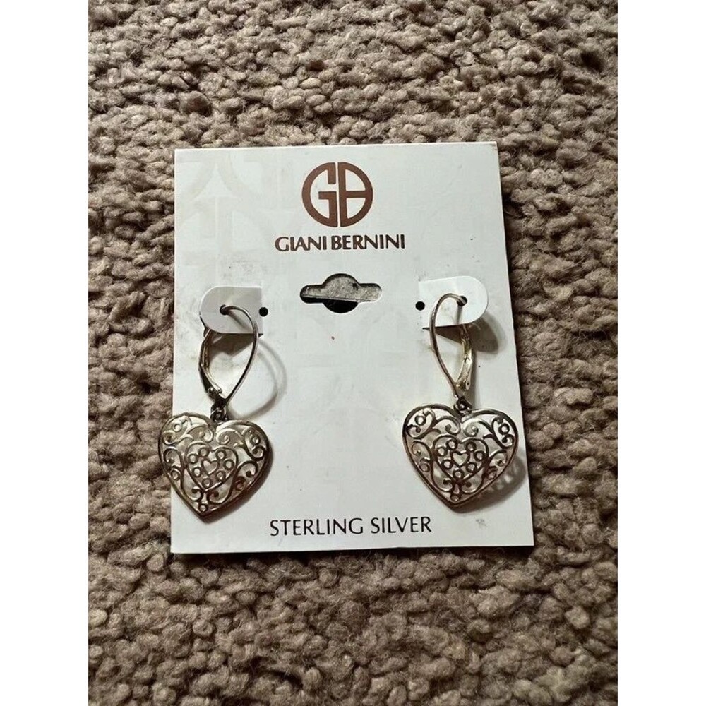 Giani Bernini Sterling Silver Filigree Heart Drop Earrings